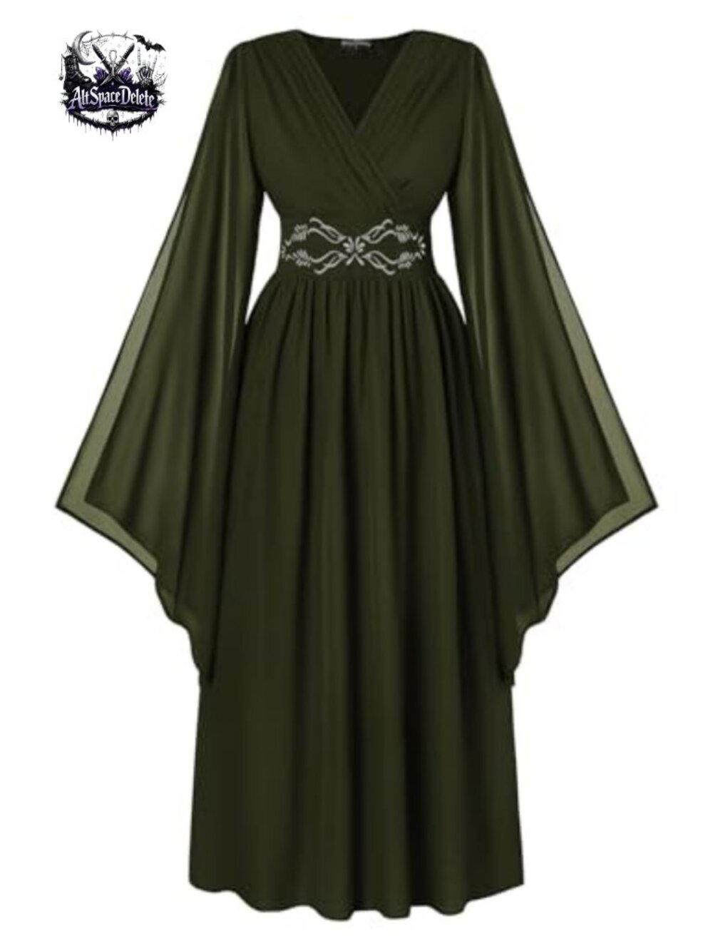 Renaissance Medieval Costume Dress Chiffon V-Neck Corset Maxi